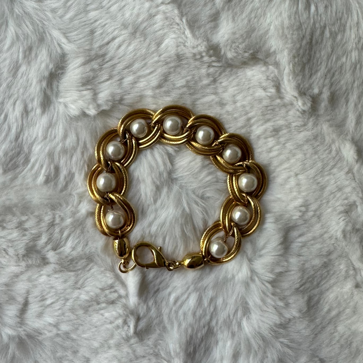 Vintage Gold + Pearl Bracelet