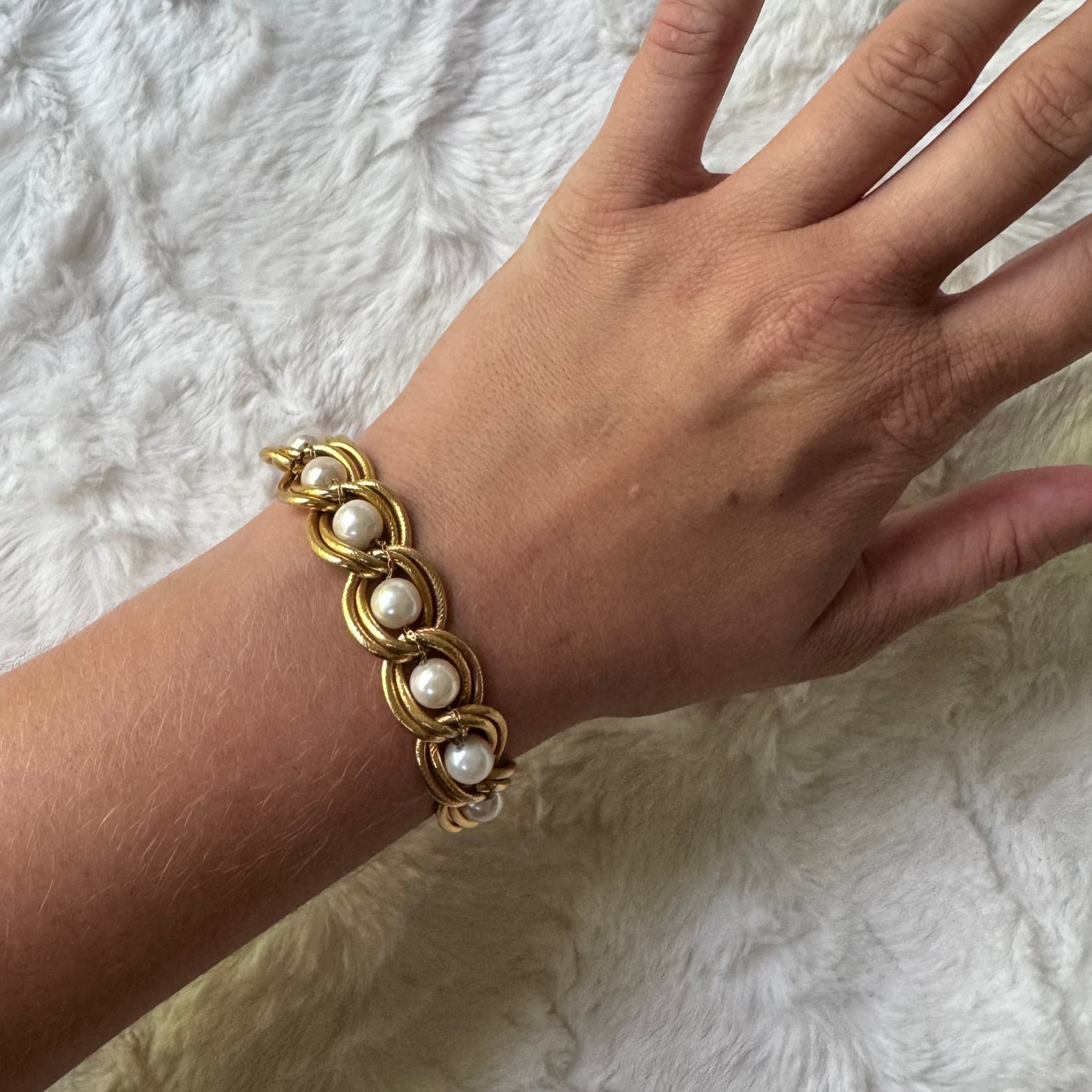 Vintage Gold + Pearl Bracelet
