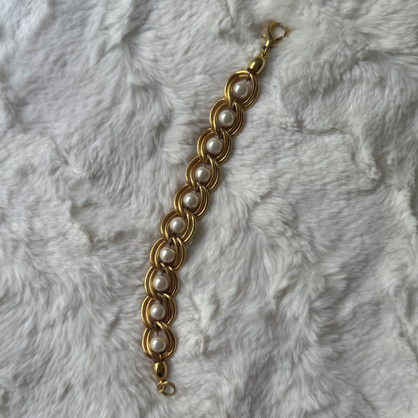 Vintage Gold + Pearl Bracelet