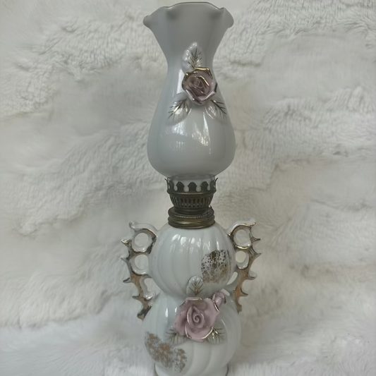 Vintage Porcelain Miniature Oil Lamp