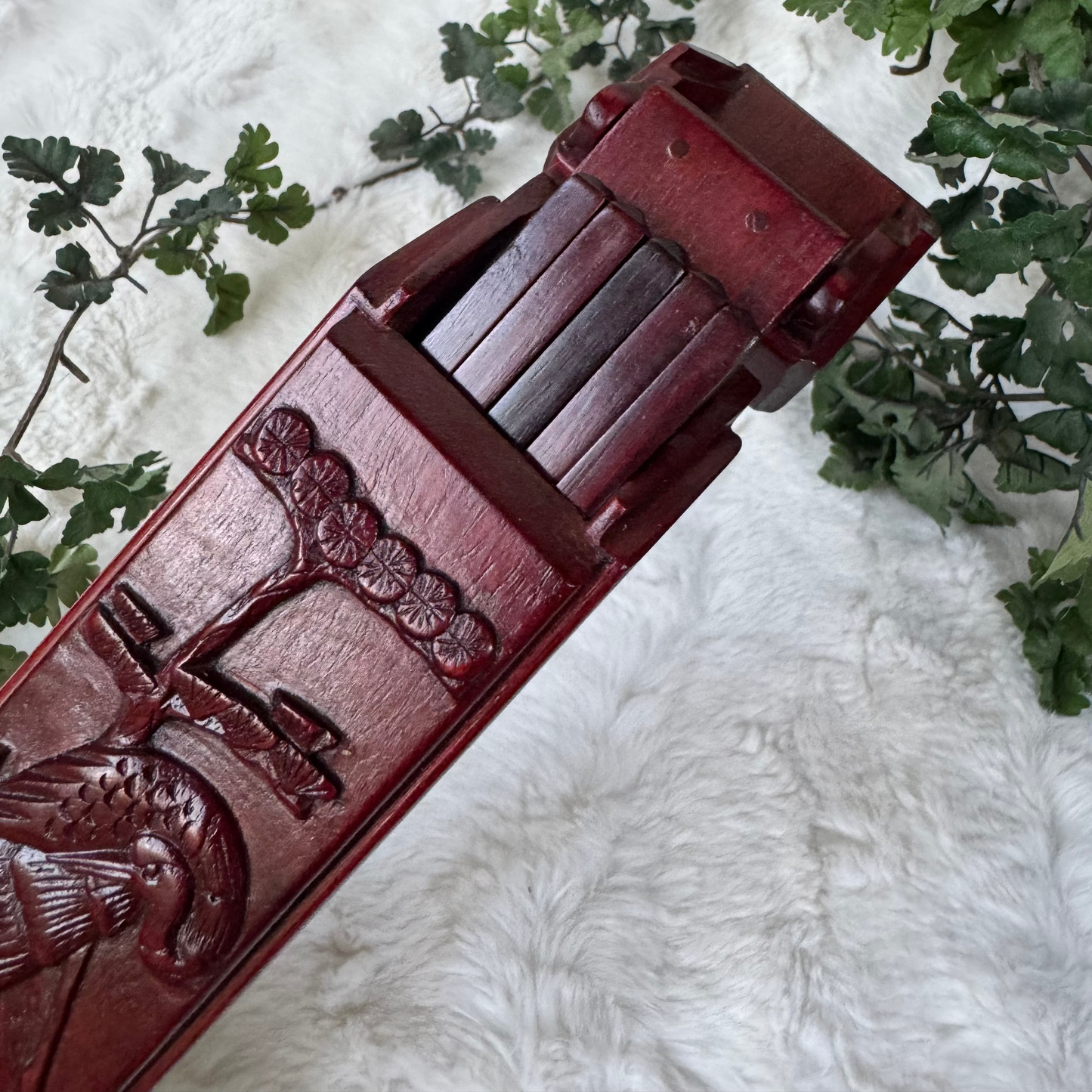 Vintage Hand-Carved Cherry Rosewood Chopstick Set