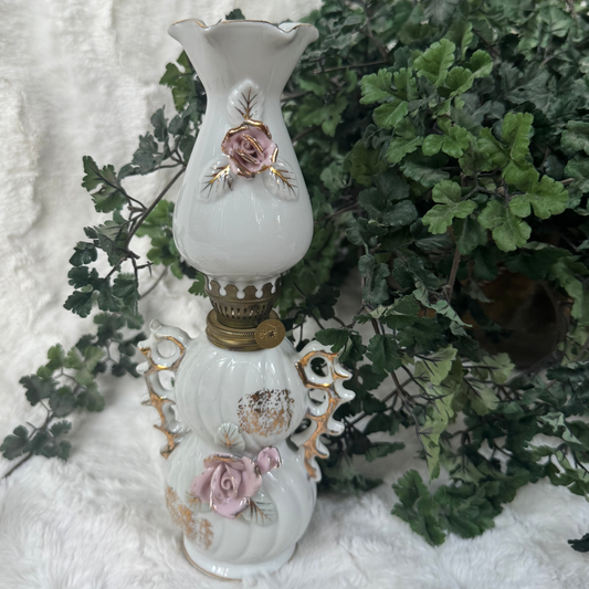 Vintage Porcelain Miniature Oil Lamp